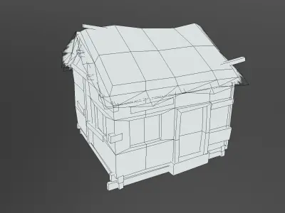 Wooden Hut Low-poly 3D model