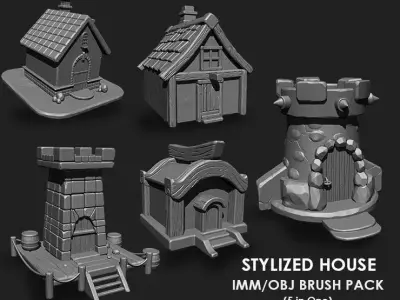 Stylized House IMM Brush Pack 5 in One 3D model