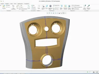 DashboardV1 door handle with two holes Free 3D model