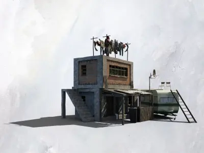 Favela Inspired Old Post Apocalyptic 3d Buildings Assets Blender 3D model