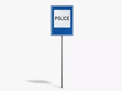 Police Info Sign Low-poly 3D model