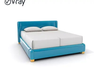 Modern Upholstered Bed Frame Model Pack Low-poly 3D model