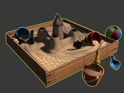 Sandbox with Sand Castle 3D model