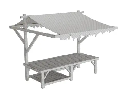 Medieval Wooden Market stall 3D model