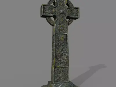 Celtic cross grave stone Low-poly 3D model