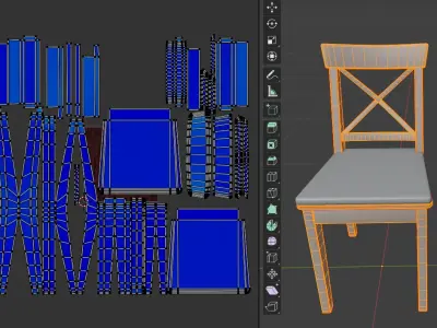 Dark wood chair  3D model