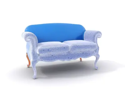 Elegant Blue Sofa model pack Low-poly 3D model