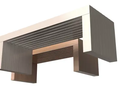 Simple Wooden Bench Low-poly 3D model
