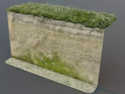 Low Poly Coastal Seawall Segment Low-poly 3D model