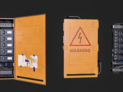 Electric Fuse Box   3 Types Low-poly 3D model