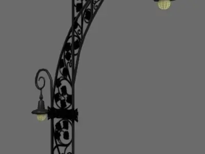 Streetlight Antoni Gaudi i Cornet and Pere Falques Low-poly 3D model