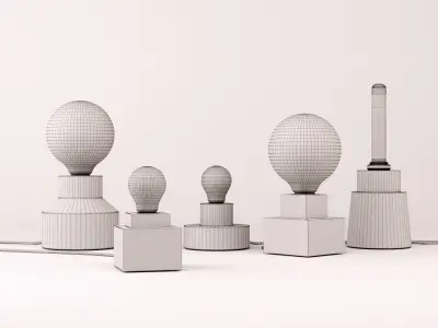 Table lamps set 1 3D model