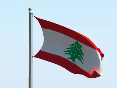 Animated Lebanon Flag  3D model