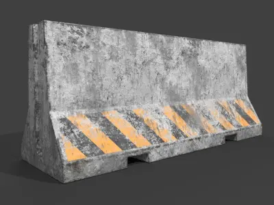 Old Concrete Barrier Low-poly 3D model