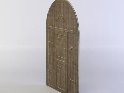 Door wooden with glass windows Low-poly 3D model