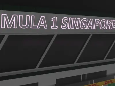 F1 Pitlane Low-poly 3D model