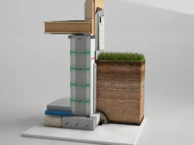 Wall Cross Section Insulation 3D model