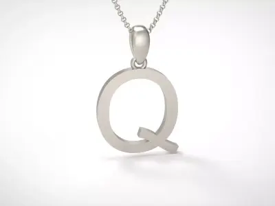 Model 624 Classic Initial Light Q Letter 3D print model