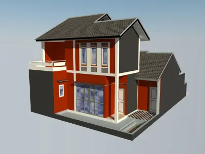 House land size 10 x 15 m 3D model