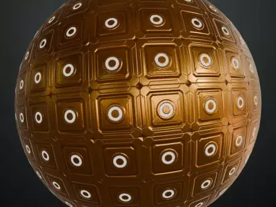 Sci-Fi Copper Panel Glowing PBR Seamless Texture