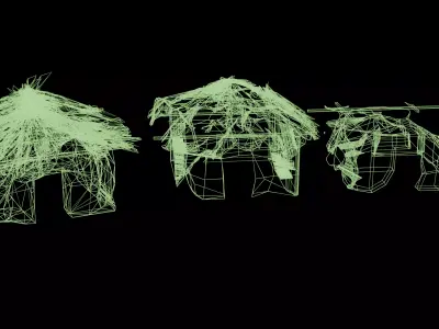 Stylized African Huts Pack Low-poly 3D model