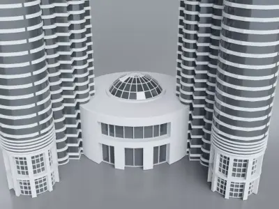 Center Petronas Twin Tower Low-poly 3D model