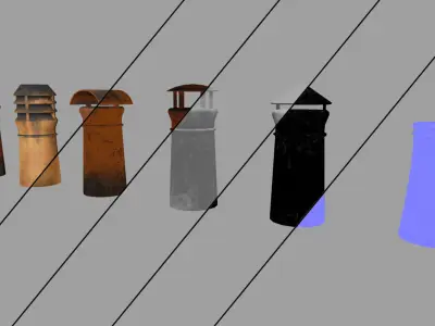 Chimney Pipes Low-poly 3D model