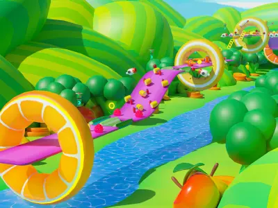 Platformer 5 Fruits Low-poly 3D model