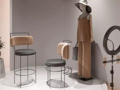 Live Stream Fashion Boutique - Interior Scene Low-poly 3D model