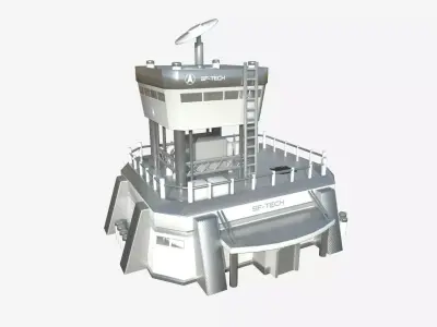 SciFi Facility B02 White Gray - Sci Fi Exterior Design Low-poly 3D model