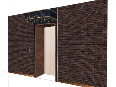 elevator door with brick wall 3D model