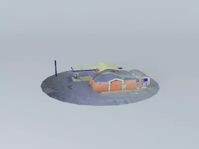 Fuel%26Retail station Mezhciems  Latvia Riga Bikernieku stree... Free 3D model