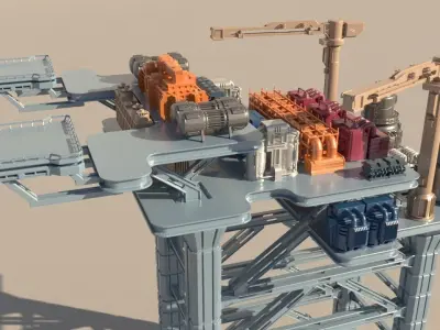Sci-fi OilRig for 3Dprint 3D print model