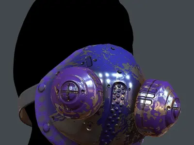 Gas mask helmet 3d model scifi Low-poly Low-poly 3D model