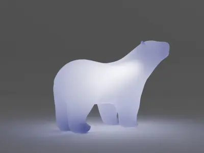 Indirect lighting of a polar bear parent and child 3D model