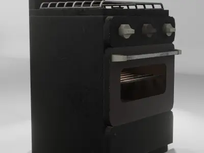Gas range  old post-soviet  2 Burners  PBR  low-poly  game-ready Low-poly 3D model
