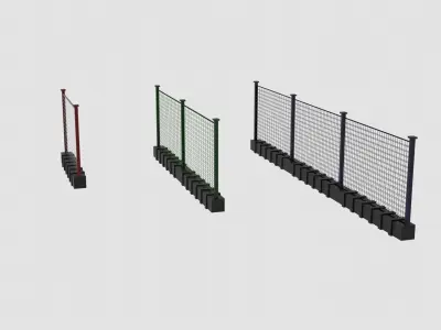 Iron Fence Low-poly 3D model
