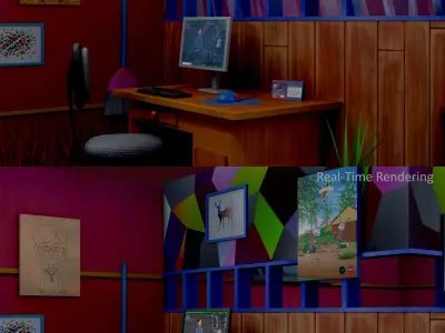 Studio Office Interior LowPoly-Pack 121-UniqueMeshes Low-poly 3D model