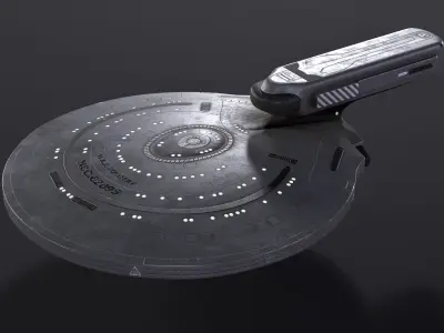 Destroyer spaceship Low-poly 3D model