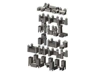 Medieval modular building miniature props 3D print model