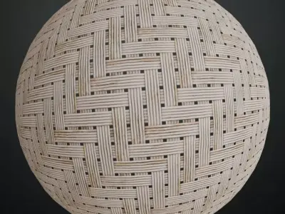 Bleached Herringbone Reed Weave PBR Seamless Texture