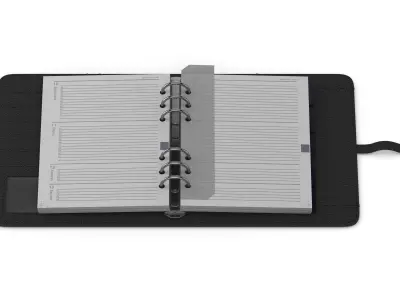 Leather Black Organizer Open 3D model