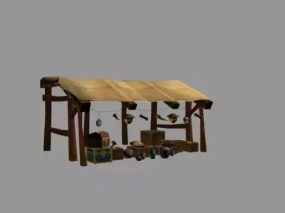 old market Low-poly 3D model