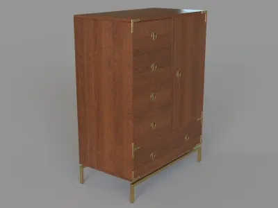 Malone Campaign Chifforobe Walnut 3D model