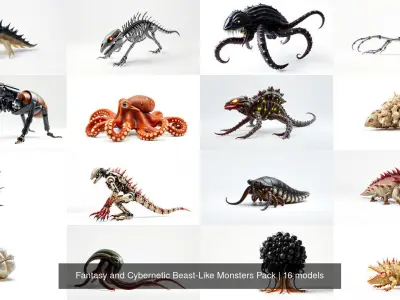 Fantasy and Cybernetic Beast-Like Monsters Pack