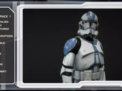 Star wars Clone trooper Phase 2 pack Low-poly 3D model