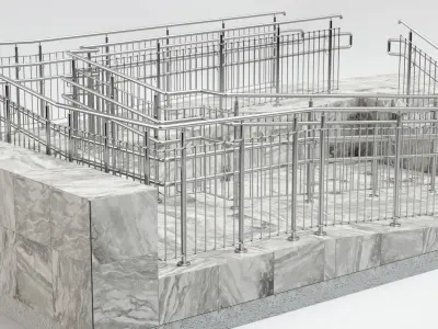 Stairs with ramp 3D model