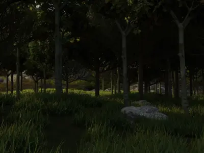 Forest with grass and trees 3D model