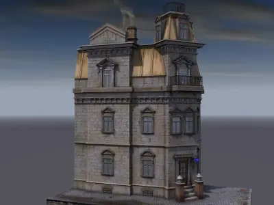 A building with a police station 3D model
