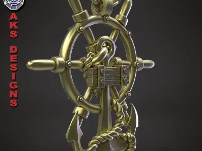 Pendant biker jewelry Anchor v1  3D print model